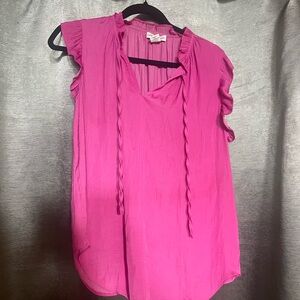 Cupcakes & Cashmere Vibrant Pink Ruffle Blouse